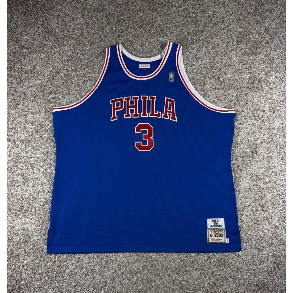 Mitchell  Ness Allen Iverson 76ers 96-97 50th Anniversary Authentic Jersey Sz 64